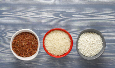 Uncooked organic risotto rice.