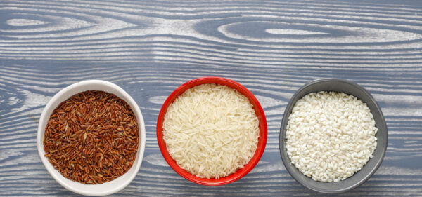 Uncooked organic risotto rice.