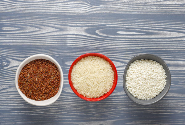 Uncooked organic risotto rice.